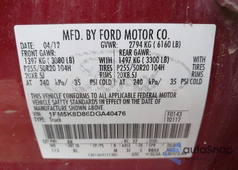 2013 Ford Explorer Xlt z USA, uszkodzony, nr VIN 1FM5K8D86DGA40476